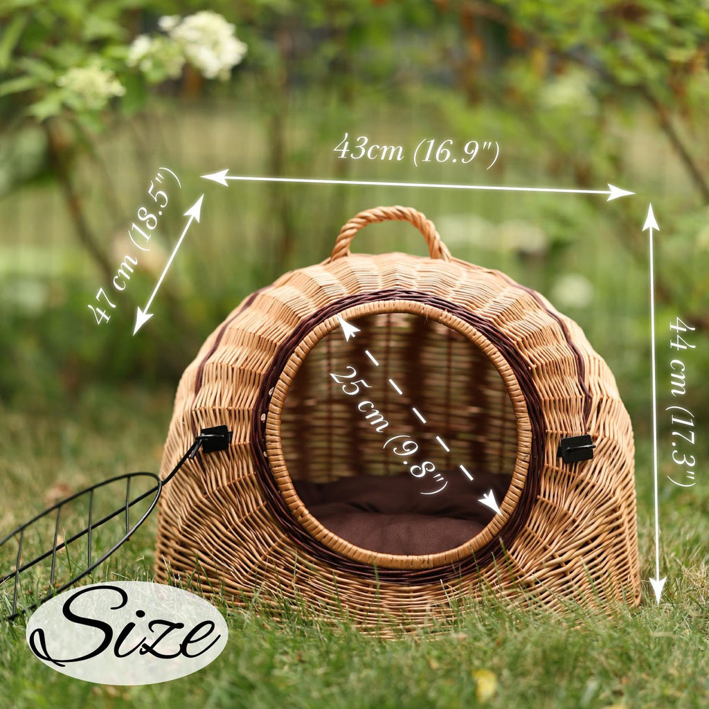 ChonkyNest 3-in-1 Handcrafted Wicker Pet Carrier Bag - Luxury Cat Cave & Travel Basket