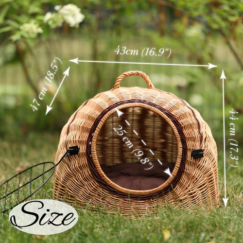 ChonkyNest 3-in-1 Handcrafted Wicker Pet Carrier Bag - Luxury Cat Cave & Travel Basket