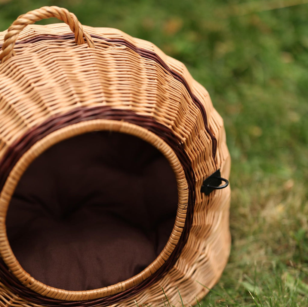 ChonkyNest 3-in-1 Handcrafted Wicker Pet Carrier Bag - Luxury Cat Cave & Travel Basket