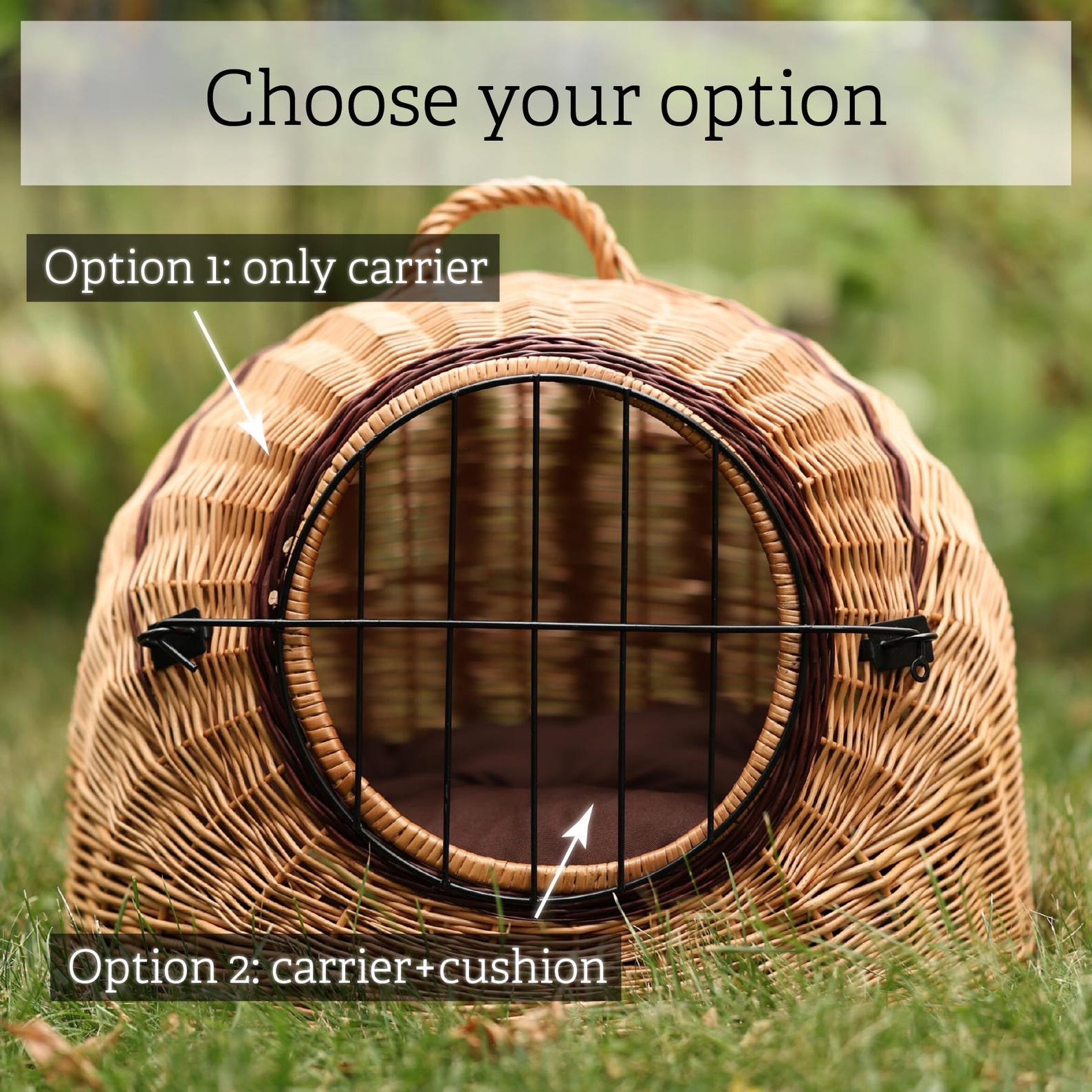 ChonkyNest 3-in-1 Handcrafted Wicker Pet Carrier Bag - Luxury Cat Cave & Travel Basket