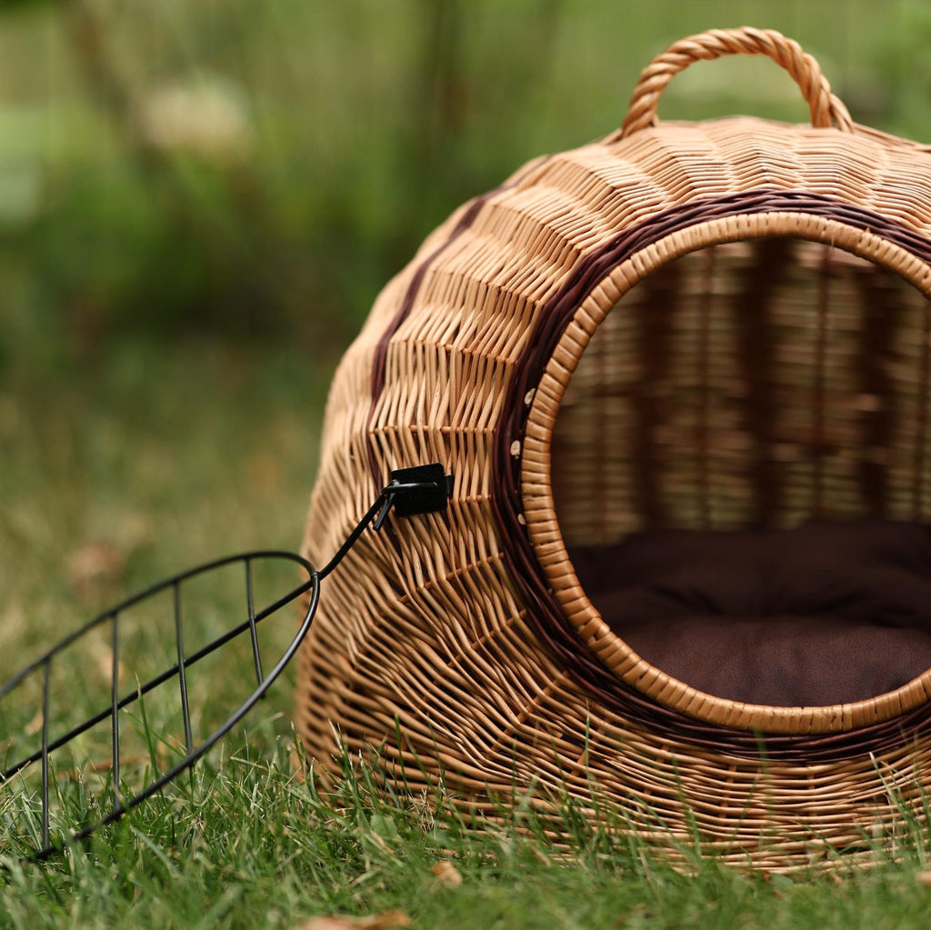 ChonkyNest 3-in-1 Handcrafted Wicker Pet Carrier Bag - Luxury Cat Cave & Travel Basket