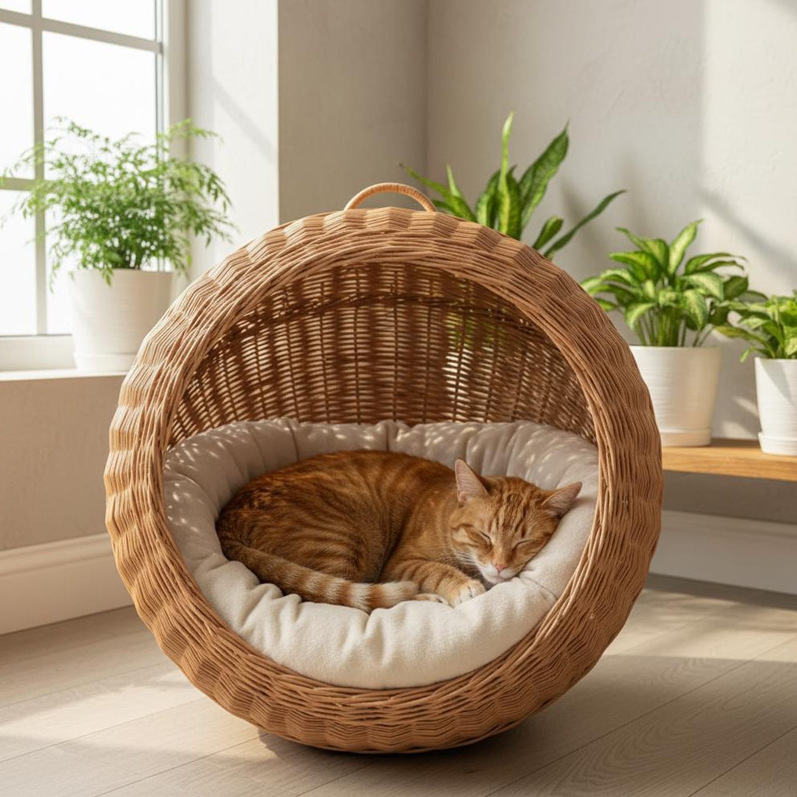 ChonkyNest Handcrafted Wicker Cat Hammock