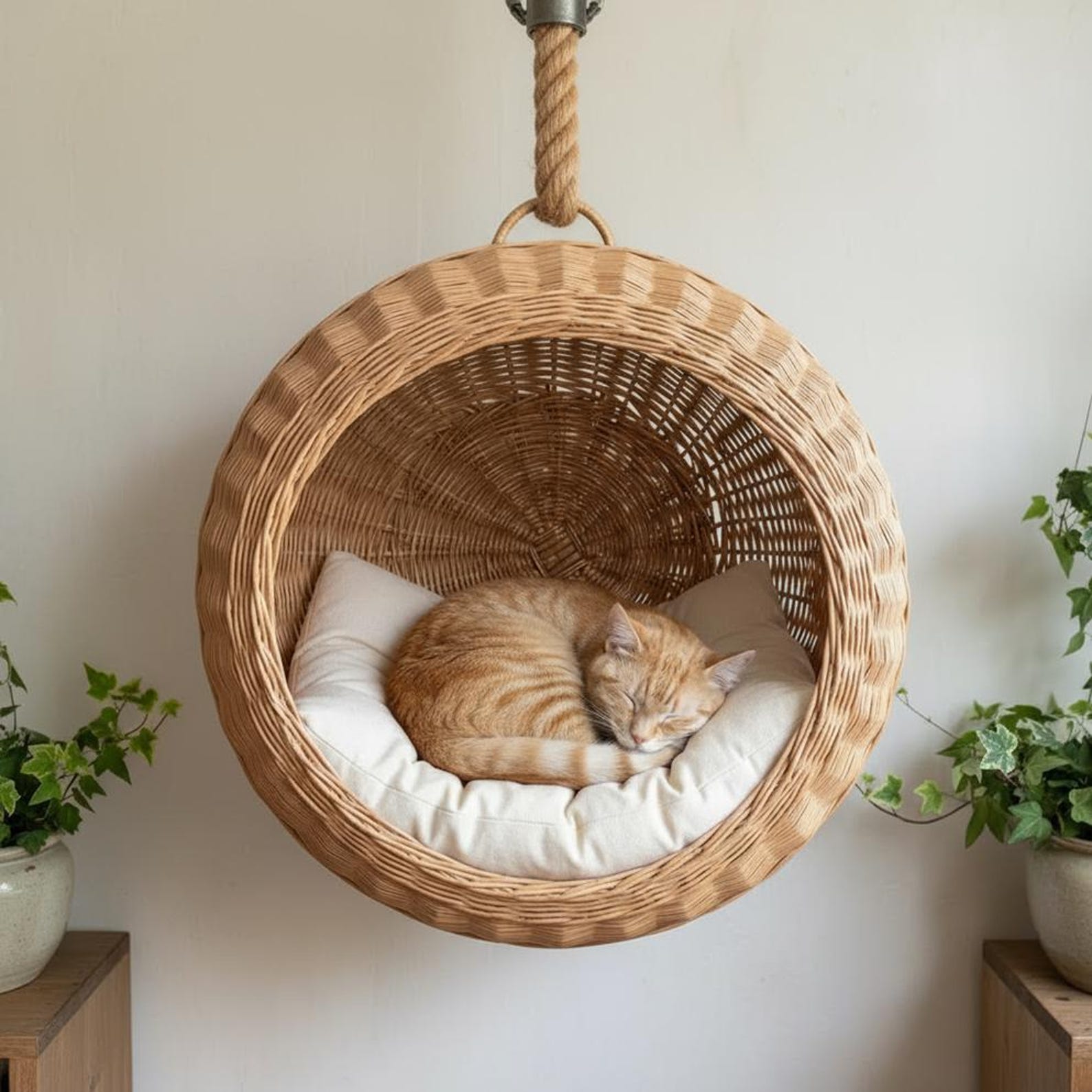ChonkyNest Handcrafted Wicker Cat Hammock