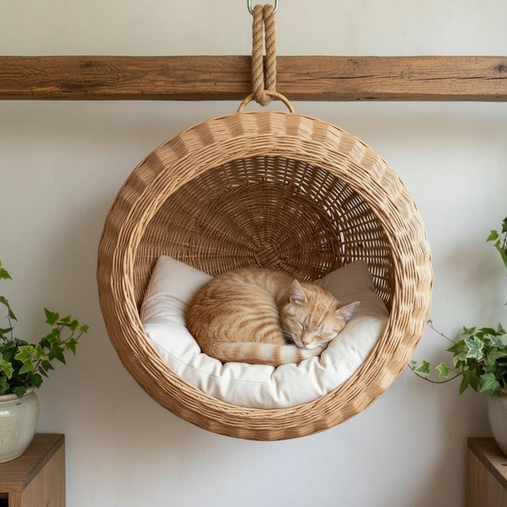 ChonkyNest Handcrafted Wicker Cat Hammock