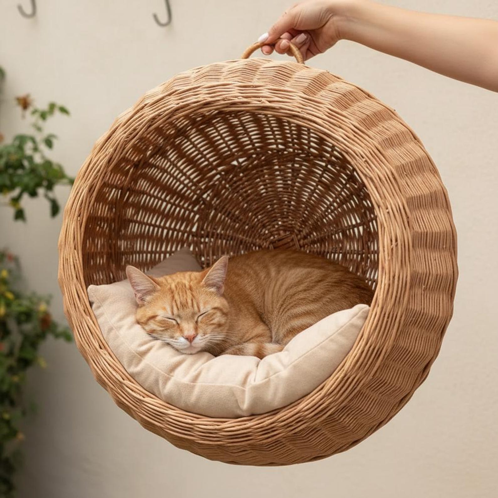 ChonkyNest Handcrafted Wicker Cat Hammock