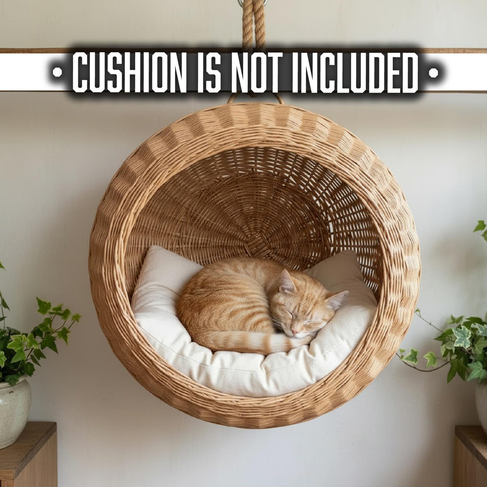 ChonkyNest Handcrafted Wicker Cat Hammock